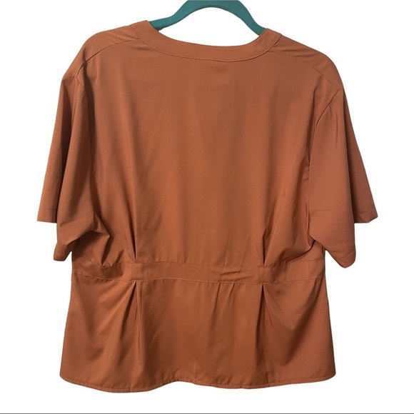 Shein Women's Brown Button Through Drawstring Waist Blouse Size 2X - Picture 4 of 6